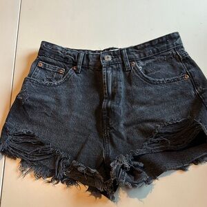 Zara Black Jean Shorts High-Waisted Distressed